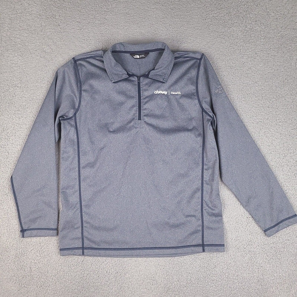 The North Face Shirt Mens Large Gray 1/4 Zip Pullover Long Sleeve Chewy On Front